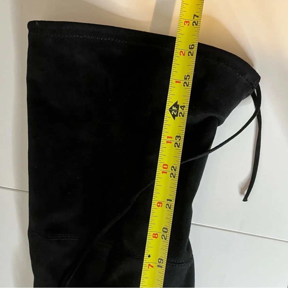 Slayer Suede Over the Knee Soft Block Heel Tie Top Boots Size 11 in black‎